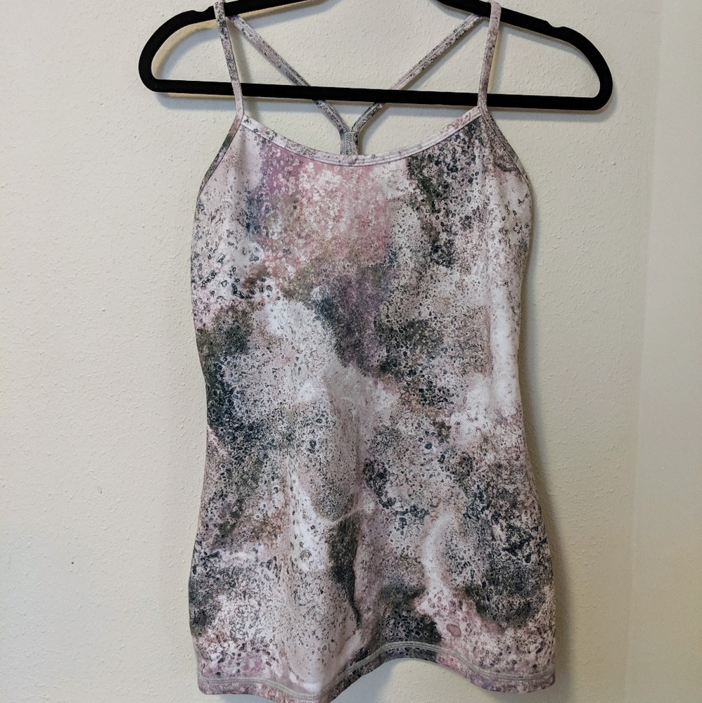 Pink Splatter Print Lululemon Power Y Tank